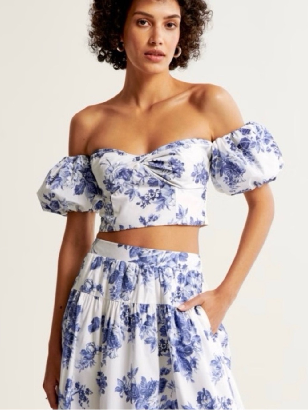 Abercrombie & Fitch Poplin Off-The-Shoulder Set Top